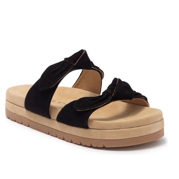 Jack Rogers Sandals Womens Size 11 Black Leather Monica‎ Knot Open Toe Platform - Picture 1 of 11